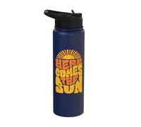 Retro Summer Beach Vibe Vacation Here Comes Sun Vintage Stainless Steel Insulated Water Bottle