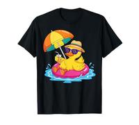 Retro Summer Duck Lover Vintage Graphic Duckling Sunset Art Camiseta