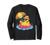 Retro Summer Duck Lover Vintage Graphic Duckling Sunset Art Manga Larga