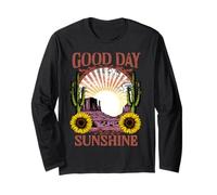 Retro Summer Good Day Sunshine Sun Graphic Flower Vintage Manga Larga