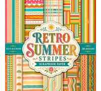 Retro Summer Stripes Scrapbook Paper: Bright Vintage Striped Craft Paper Pad for Scrapbooking, Junk Journals, Decoupage, Card Making, Mixed Media, DIY Crafts & Paper Projects | 8.5 x 8.5 Inch