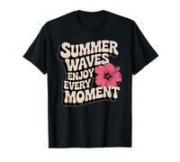 Retro Summer Vibes Design Tipografía de Olas de Verano Camiseta