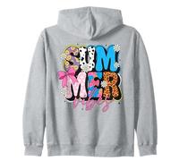Retro Summer Vibes Floral Vaca Estampado Leopardo Dot Sudadera con Capucha