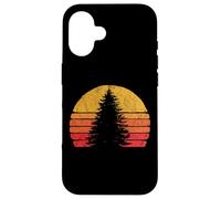 Retro Sun Minimalist Pine Tree Design - Graphic 80's Carcasa para iPhone 16