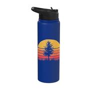 Retro Sun Minimalist Pine Tree Vintage Graphic Stainless Steel Insulated Water Bottle