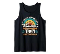 Retro Sunset 35 Years of Awesome Born 1991-35 cumpleaños Camiseta sin Mangas