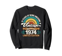 Retro Sunset 52 Years of Awesome Born 1974-52 cumpleaños Sudadera