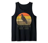 Retro Sunset City Pigeon Gráfico Vintage Camiseta sin Mangas