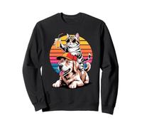 Retro Sunset Golden Retriever GR Dog American Shorthair Cat Sudadera