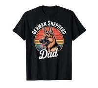 Retro Sunset Pastor Alemán Papá, Lindo Cachorro Mascota Padre Camiseta