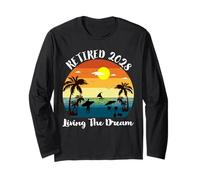 Retro Sunset Retired 2028 Viviendo el sueño Jubilación 2028 Manga Larga