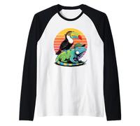 Retro Sunset Toco Toucan Iguana Toucans Camiseta Manga Raglan