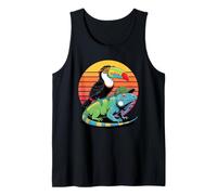 Retro Sunset Toco Toucan Iguana Toucans Camiseta sin Mangas