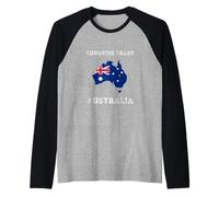 Retro Sunshine Coast Australia Bandera de Australia Envejecida Camiseta Manga Raglan