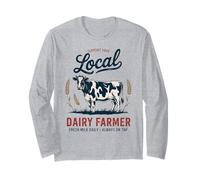 Retro Support Granja lechera local - Orgulloso agricultor lechero vintage Manga Larga