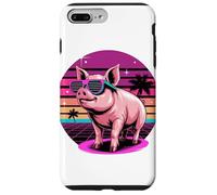 Retro Synthwave Cerdo Gafas de Sol Cerdos Carcasa para iPhone 7 Plus/8 Plus