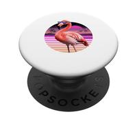 Retro Synthwave Flamenco Gafas de Sol Flamencos PopSockets PopGrip Adhesivo