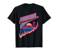 Retro Synthwave Flauta De Pan Flautista Camiseta