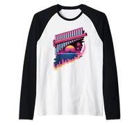 Retro Synthwave Flauta De Pan Flautista Camiseta Manga Raglan