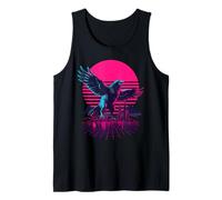 Retro Synthwave Kaiju Monstruo Cuervo Ciudad Cuervos Camiseta sin Mangas