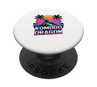 Retro Synthwave Komodo Dragon Island Monitor PopSockets PopGrip Adhesivo