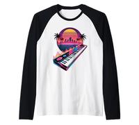 Retro Synthwave Pianista Teclado Piano Pianistas Camiseta Manga Raglan
