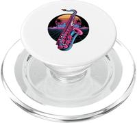 Retro Synthwave Saxofón Saxofonista PopSockets PopGrip para MagSafe