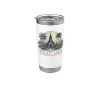 Retro Tailandia Paisaje Vintage Recuerdo Vaso térmico de acero inoxidable de doble pared