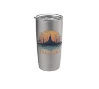 Retro Tailandia Paisaje Vintage Recuerdo Vaso térmico de acero inoxidable de doble pared