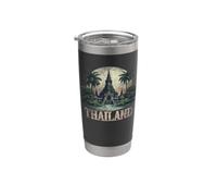 Retro Tailandia Paisaje Vintage Recuerdo Vaso térmico de acero inoxidable de doble pared