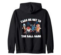 Retro Take Me out ToThe Ball Game Baseball Hot Dog Bat Ball Ball Sudadera con Capucha