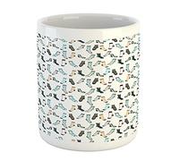 Retro Taza de porcelana Azul Beige Gracioso Taza de gráfico 330ML para Regalo de navidad,Regalo de fin de curso,Colegio,Regalo para colegas