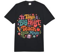 Retro Teacher Big Heart Little Minds Aula Humor Comfort Colors Adult Heavyweight T-Shirt