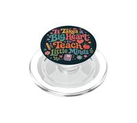 Retro Teacher Big Heart Little Minds Aula Humor PopSockets PopGrip para MagSafe