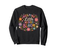 Retro Teacher Helping Little Minds Bloom Floral Cita Sudadera