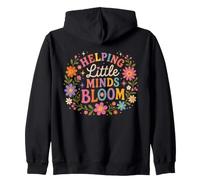 Retro Teacher Helping Little Minds Bloom Floral Cita Sudadera con Capucha