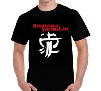 Retro Tees Men's Short Sleeve Printed O-Neck Strapping Young Lad Metal Logo Men's Black T-Shirt Sizes S to 3XL