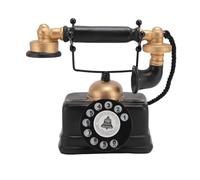 Retro Telephone Ornament, Antique Corded Phone Decoration, Vintage Resin and Iron Desk Phone Model with Coiled Cord, for Cafe Gallery Living Room Office
