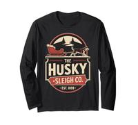 Retro The Husky Sleigh Co Classic Christmas Manga Larga