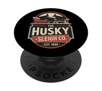 Retro The Husky Sleigh Co Classic Christmas PopSockets PopGrip Adhesivo