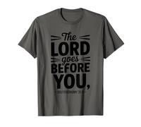 Retro The Lord Goes Before You - Verso de la Biblia Christian Faith Camiseta