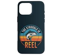 Retro The Struggle Is Reel Lubin Fishing, divertido pescador Carcasa para iPhone 16 Pro Max