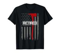 Retro Thin-Red Line Flag Jubilado Bombero Hacha Hero Art Camiseta