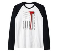 Retro Thin-Red Line Flag Jubilado Bombero Hacha Hero Art Camiseta Manga Raglan
