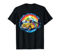 Retro Tie Dye School Bus Mountain Adventure Summer Road Trip Camiseta