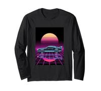 Retro Time Rider - Colorido Cuadrícula Futuro Arte del Coche Manga Larga