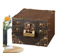 Retro Treasure Storage Box - Caja de joyería de madera vintage, mini caja de recuerdos, organizador de escritorio, solución de decoración para el hogar y la oficina, hecha a mano, caja de regalo para