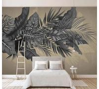 Retro Tridimensional Negro Vegetal Hoja De Plátano 3D Papel Pintado Pared Fácil Instalación Oficina Sala Estar Sofá Dormitorio TV Fondos Decoración-250cm×170cm