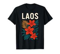 Retro Tropical Laos Diseño Floral Asiático para los amantes de las flores Camiseta