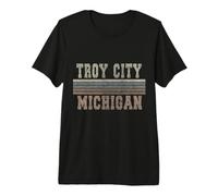 Retro Troy Ciudad Michigan Camiseta Premium